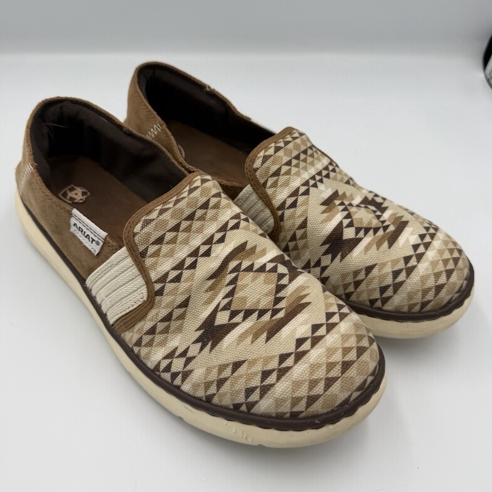 Ariat Cruiser Shoes Women Brown Canvas Aztec Blanket Loafer Boho Western 10 B